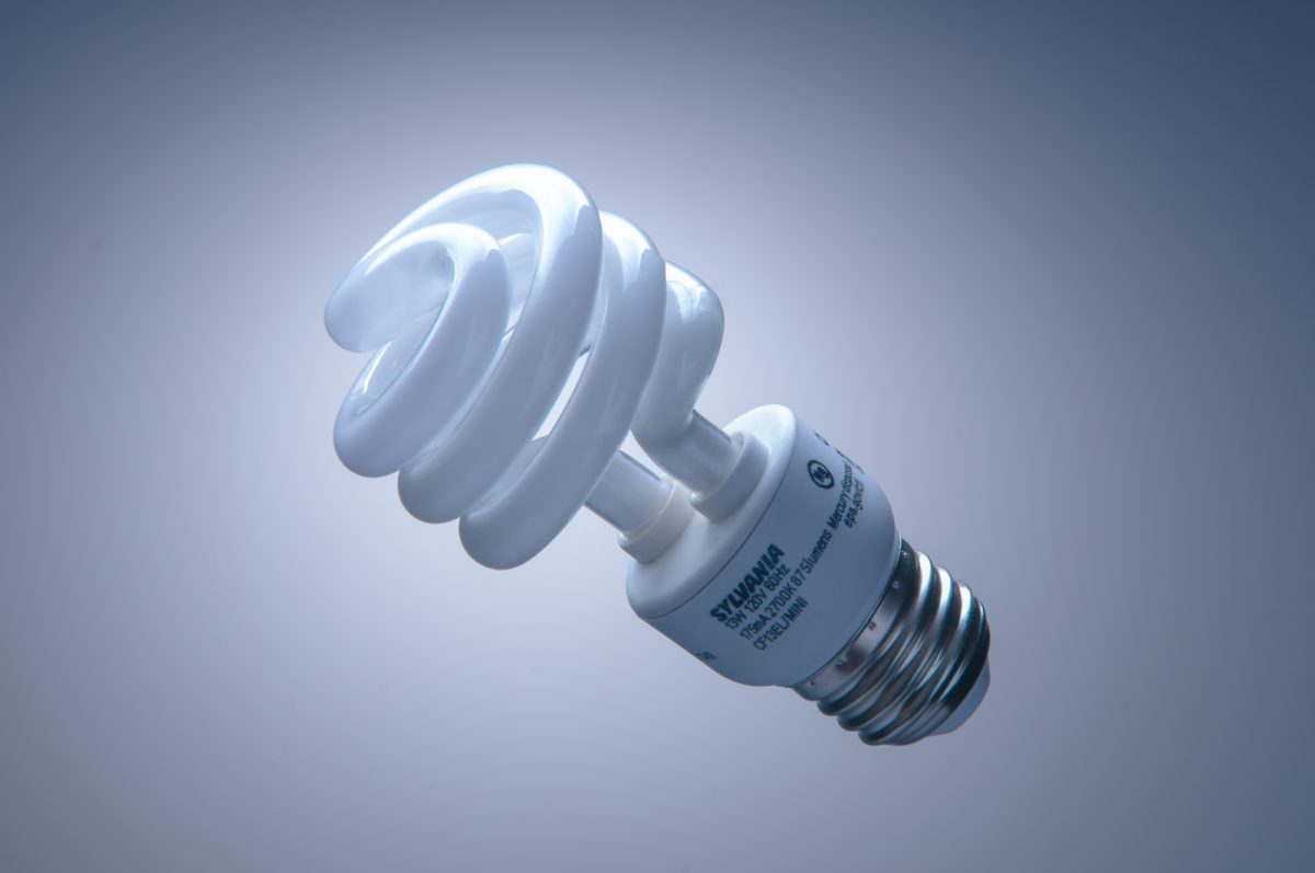 white light bulb on white surface
